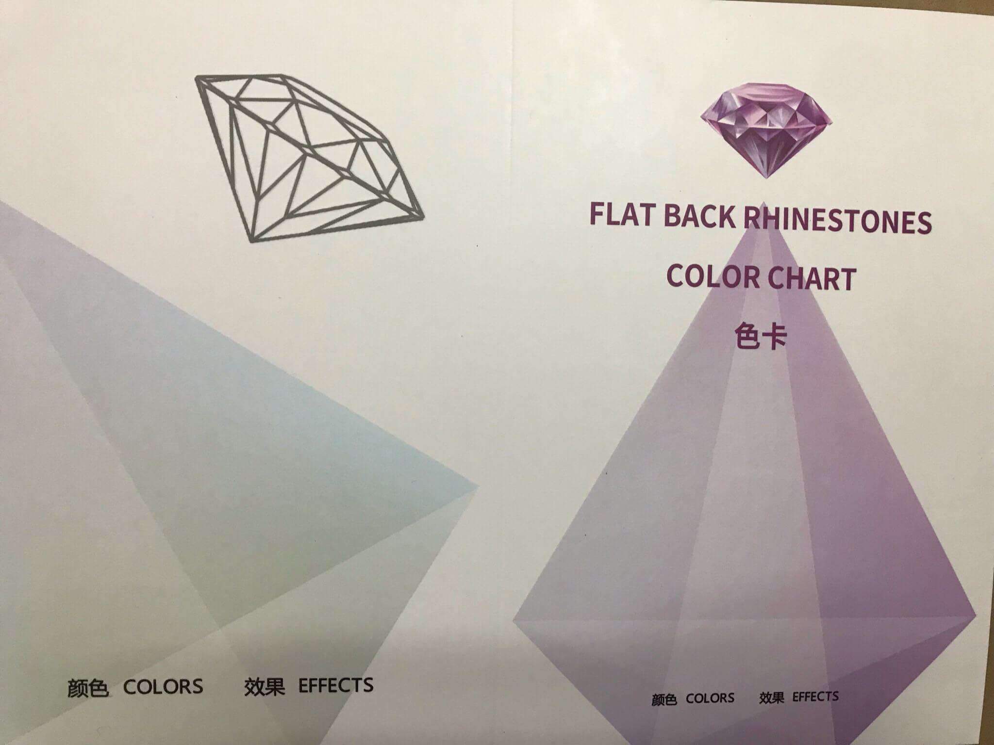 Glass Flat Back Rhinestones Color Chart -8 Big 8 Small WholesaleRhinestone