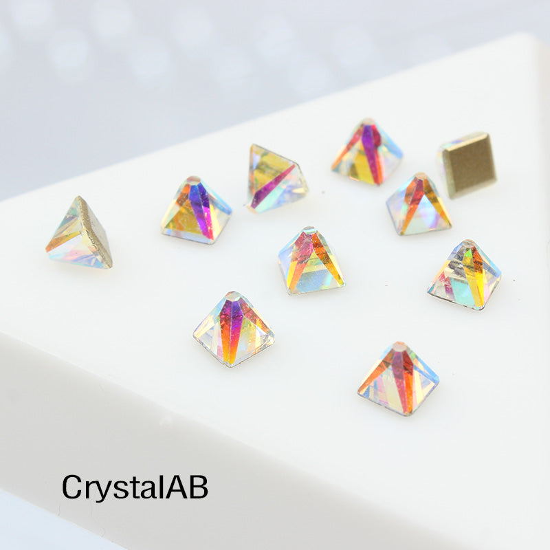 Crystal AB Square Cone Shape Flat Back Fancy Rhinestones For Nail Art WholesaleRhinestone