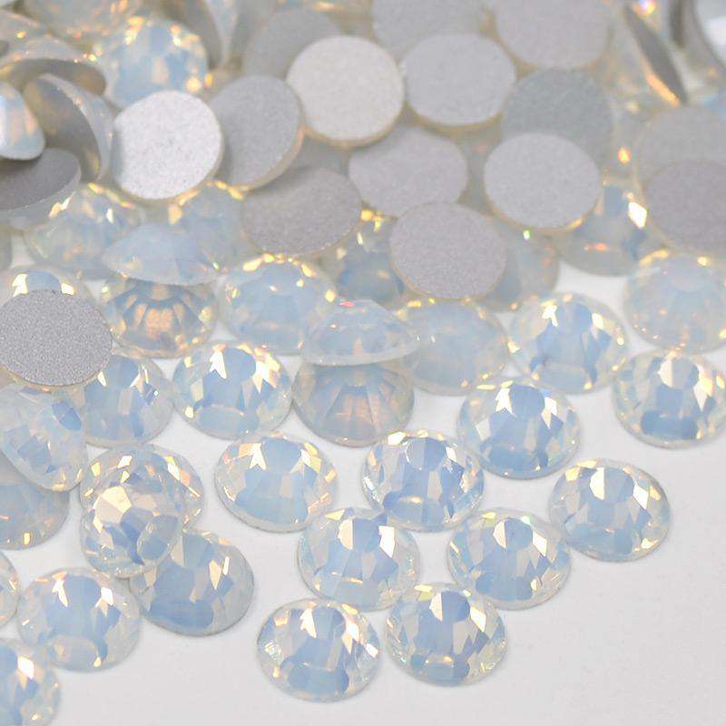 White Opal Glass FlatBack Rhinestones Silver Back WholesaleRhinestone