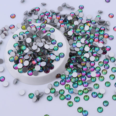 Green Volcano Glass FlatBack Rhinestones Silver Back WholesaleRhinestone 메인 이미지