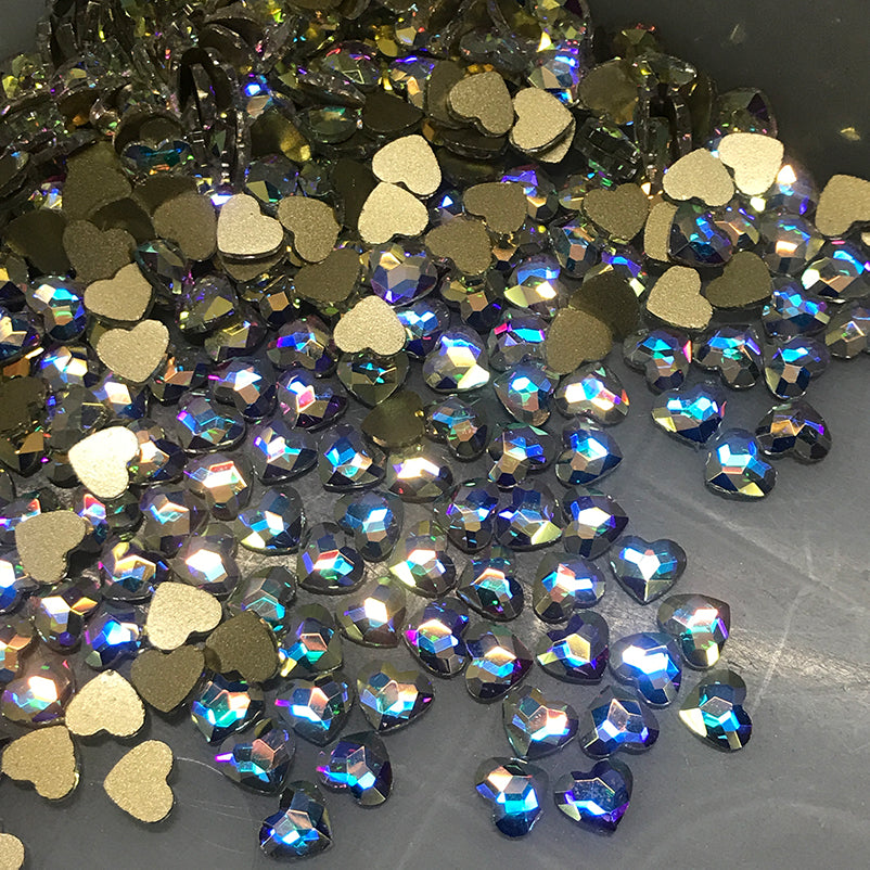 Heart Shape Flat Back Beads Crystal AB Rhinestones