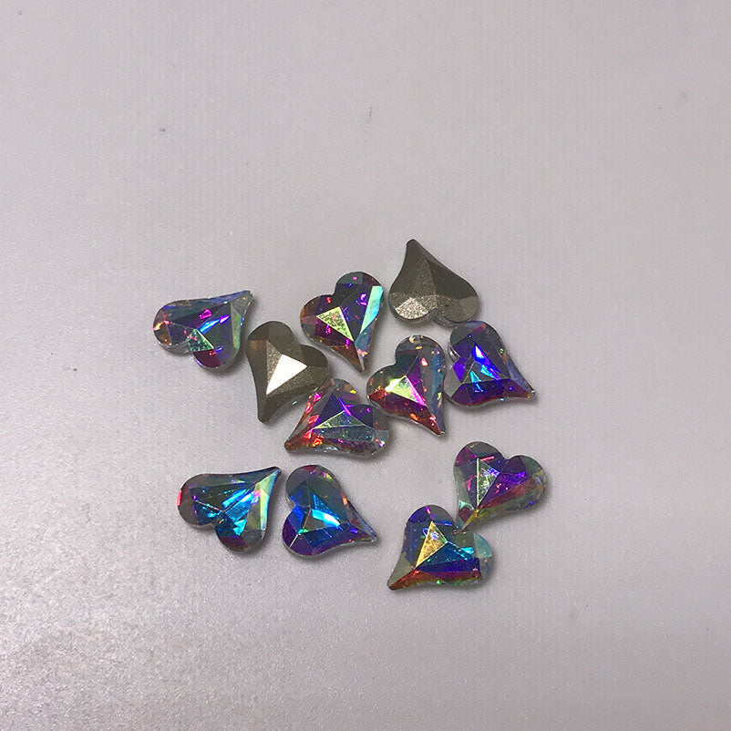 Sweet Heart Shape Crystal AB Glass Pointed Back Fancy Rhinestones Sekundär produktbild