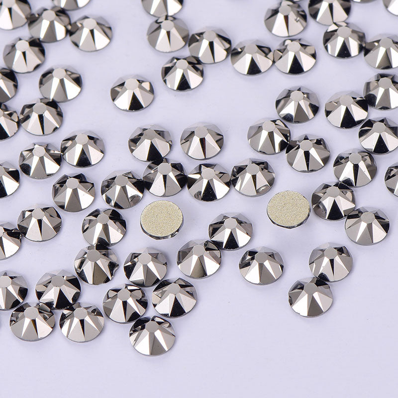 Hematite Glass Flat Back No-HotFix Rhinestones 16 Cut Facets WholesaleRhinestone