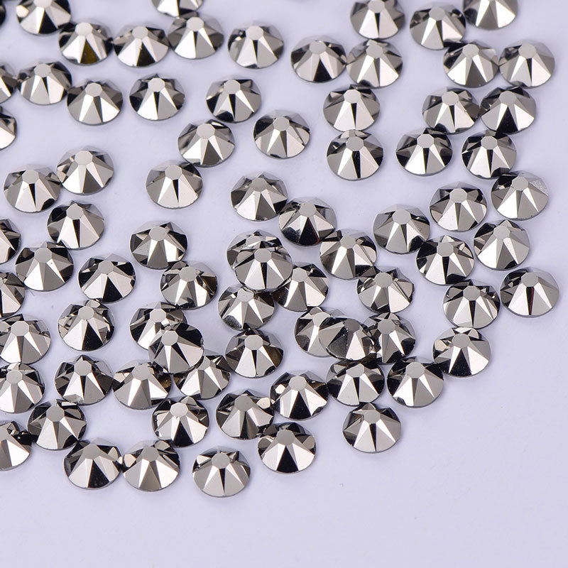 Hematite Glass Flat Back No-HotFix Rhinestones 16 Cut Facets In Bulk WholesaleRhinestone