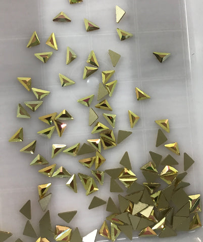Triangle Shape Metal Sunlight Glass Flat Back Fancy Rhinestones WholesaleRhinestone