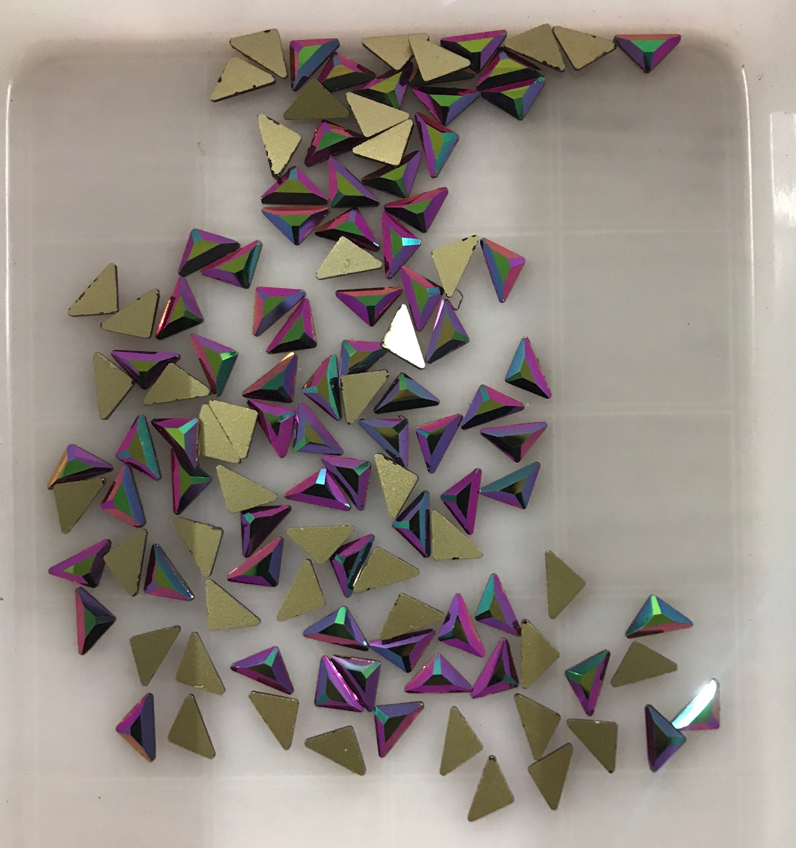 Triangle Shape Rainbow Rose Gold Glass Flat Back Fancy Rhinestones WholesaleRhinestone