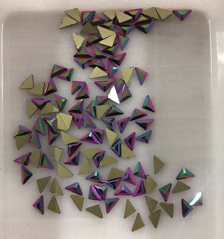 Triangle Shape Rainbow Rose Gold Glass Flat Back Fancy Rhinestones WholesaleRhinestone