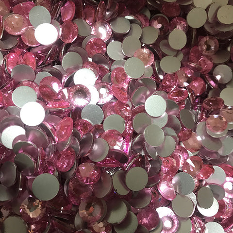 Light Pink Glass FlatBack Rhinestones Silver Back WholesaleRhinestone