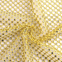 Light Yellow Rhinestones Mesh Fabric Sewing Elastic Trim WholesaleRhinestone