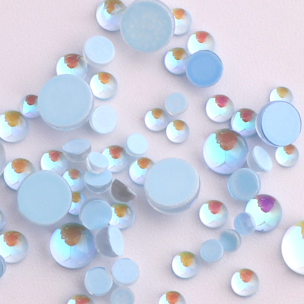 Mixed Sizes Mocha Light Blue Mermaid Tears Glass Half Pearls Rhinestones For Nail Art Secondary image
