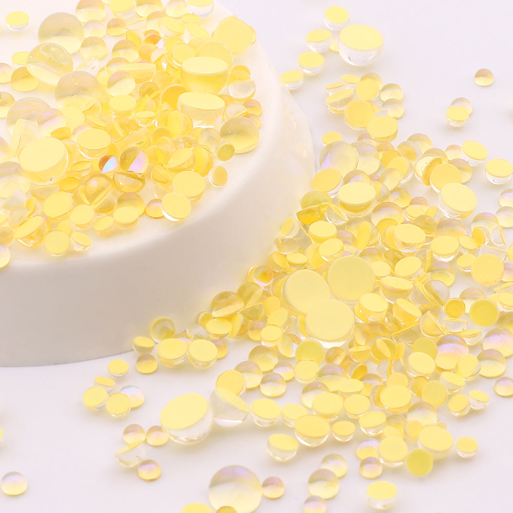 Mixed Sizes Mocha Yellow Mermaid Tears Glass Half Pearls Rhinestones For Nail Art Secondary image