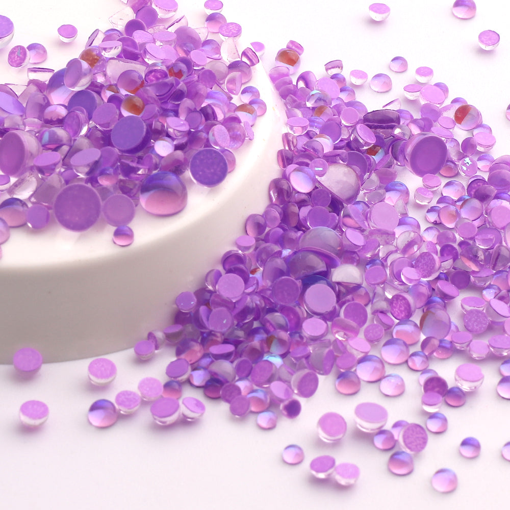 Mixed Sizes Mocha Purple Mermaid Tears Glass Half Pearls Rhinestones For Nail Art Secondary image