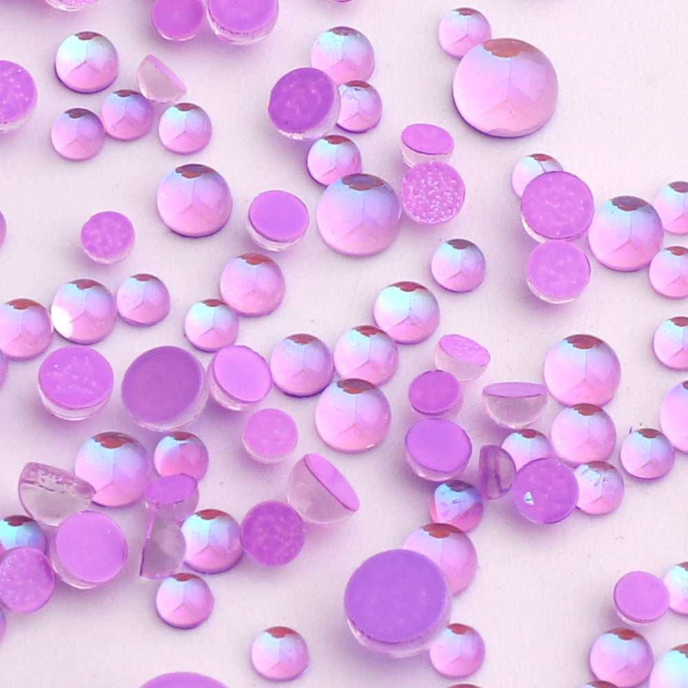 Mixed Sizes Mocha Purple Mermaid Tears Glass Half Pearls Rhinestones For Nail Art WholesaleRhinestone