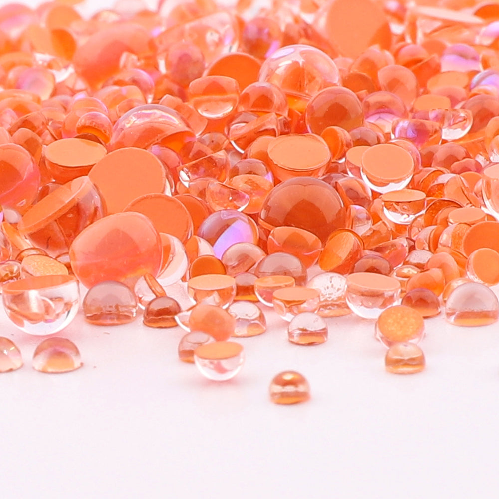 Mixed Sizes Mocha Orange Mermaid Tears Glass Half Pearls Rhinestones For Nail Art Secondary image
