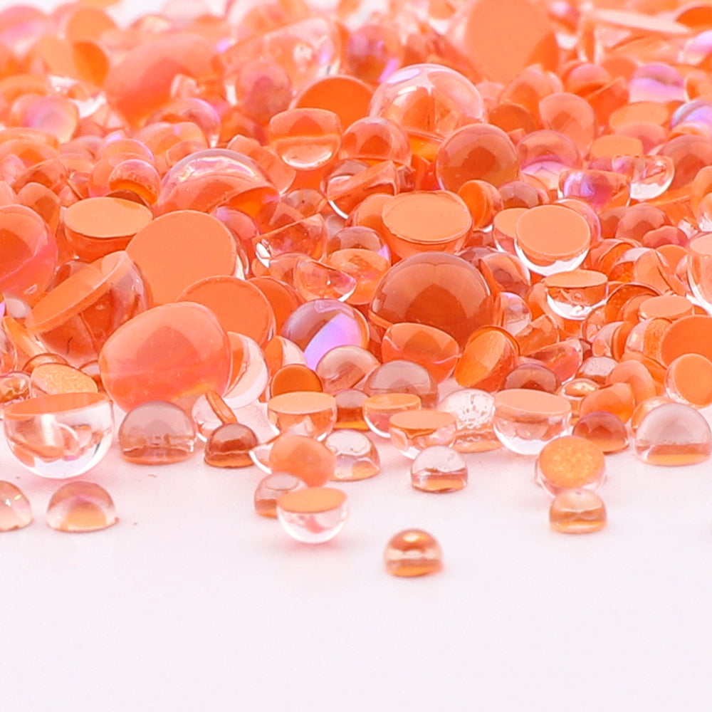Mixed Sizes Mocha Orange Mermaid Tears Glass Half Pearls Rhinestones For Nail Art WholesaleRhinestone