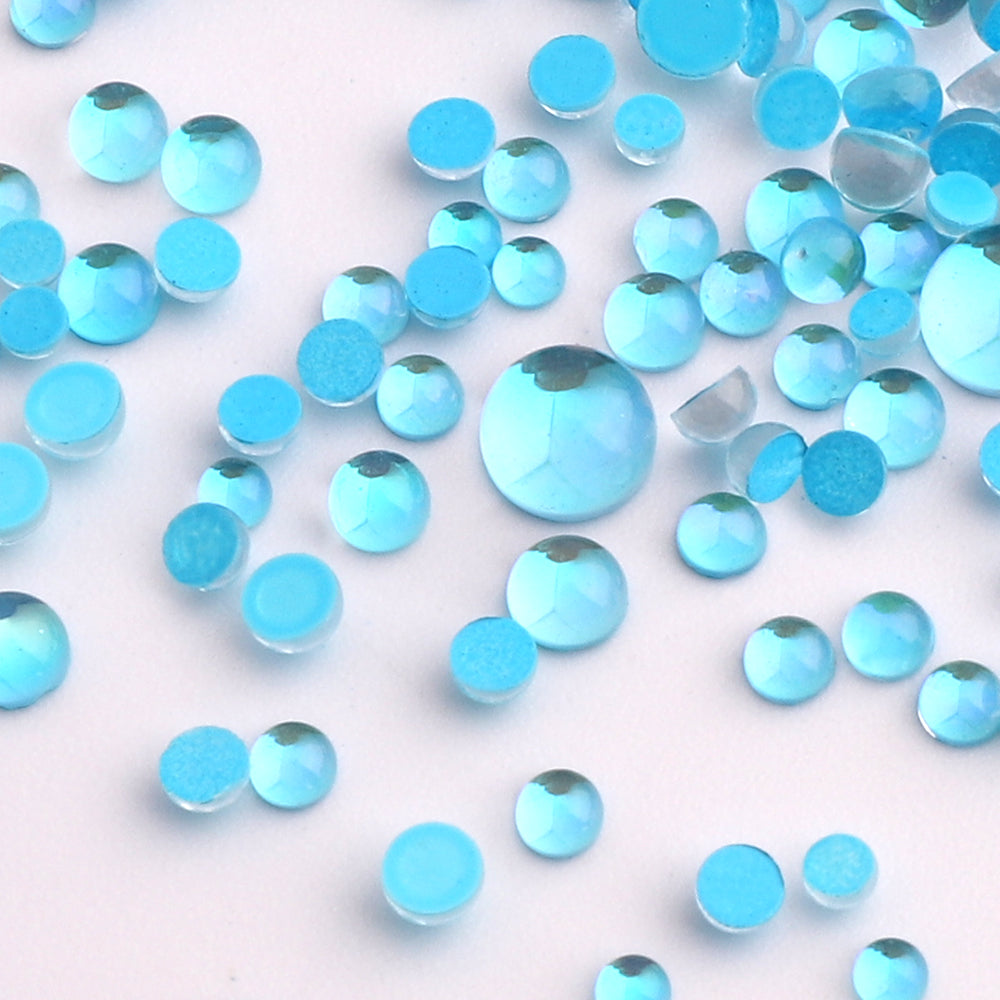 Mixed Sizes Mocha Aquamarine Mermaid Tears Glass Half Pearls Rhinestones For Nail Art WholesaleRhinestone