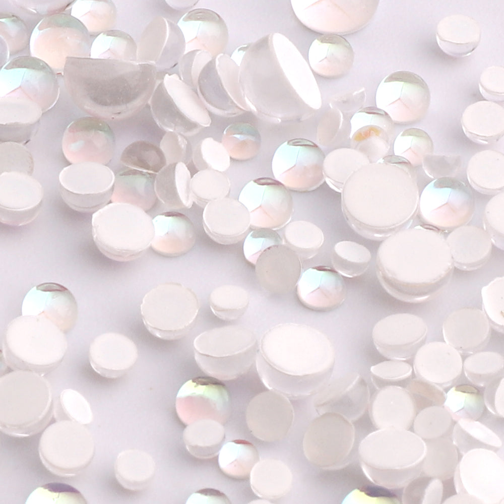 Mixed Sizes Mocha White Mermaid Tears Glass Half Pearls Rhinestones For Nail Art Secondary image