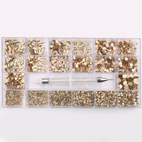 Mixed Multi Shapes Golden Shadow Glass Fancy Rhinestone Kit Box For Nail Art HZ2103 WholesaleRhinestone
