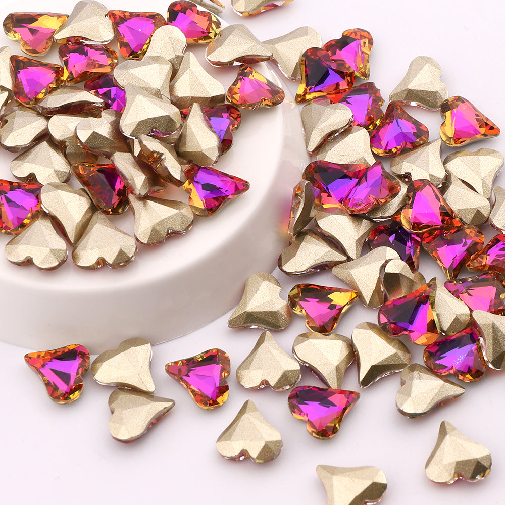 Sweet Heart Shape Purple Volcano Glass Pointed Back Fancy Rhinestones WholesaleRhinestone
