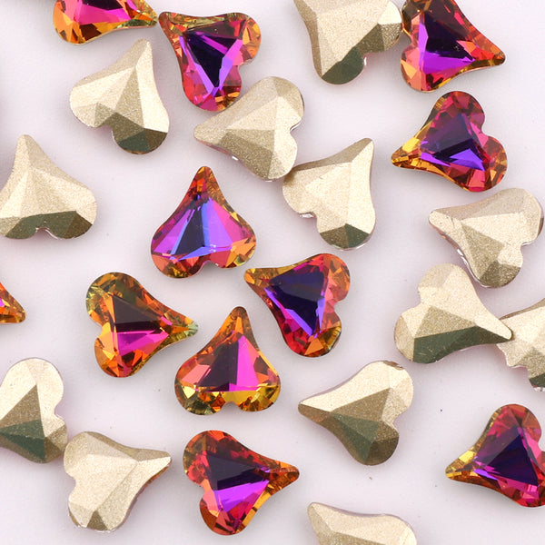 Sweet Heart Shape Purple Volcano Glass Pointed Back Fancy Rhinestones WholesaleRhinestone