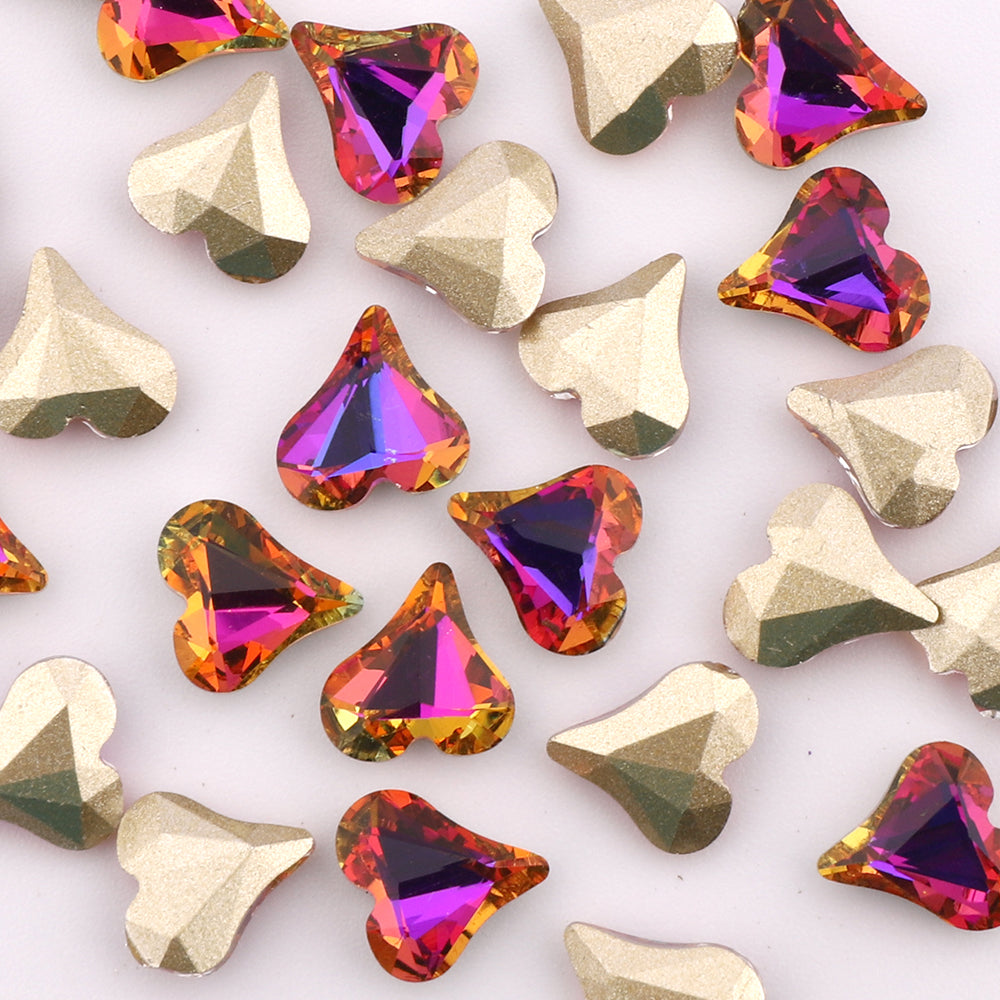 Sweet Heart Shape Purple Volcano Glass Pointed Back Fancy Rhinestones WholesaleRhinestone
