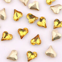 Heart Shape Topaz Glass Pointed Back Fancy Rhinestones WholesaleRhinestone