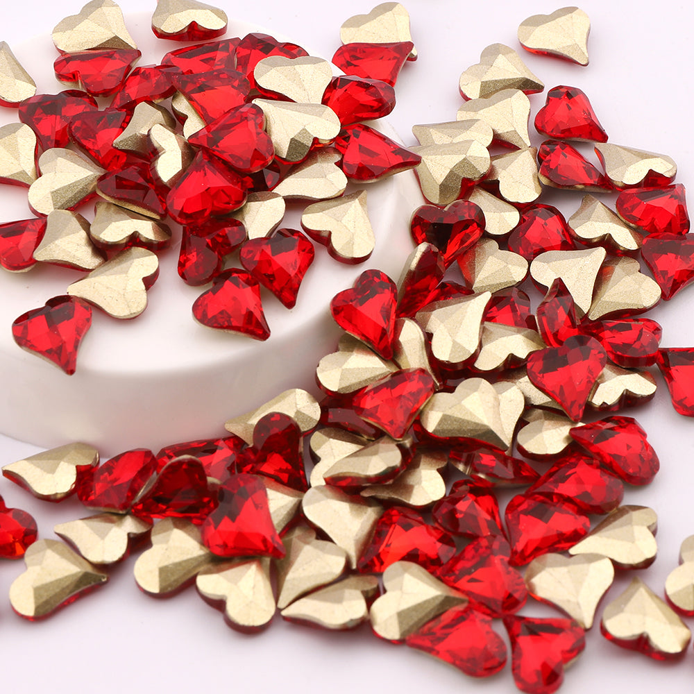 Sweet Heart Shape Siam Glass Pointed Back Fancy Rhinestones WholesaleRhinestone