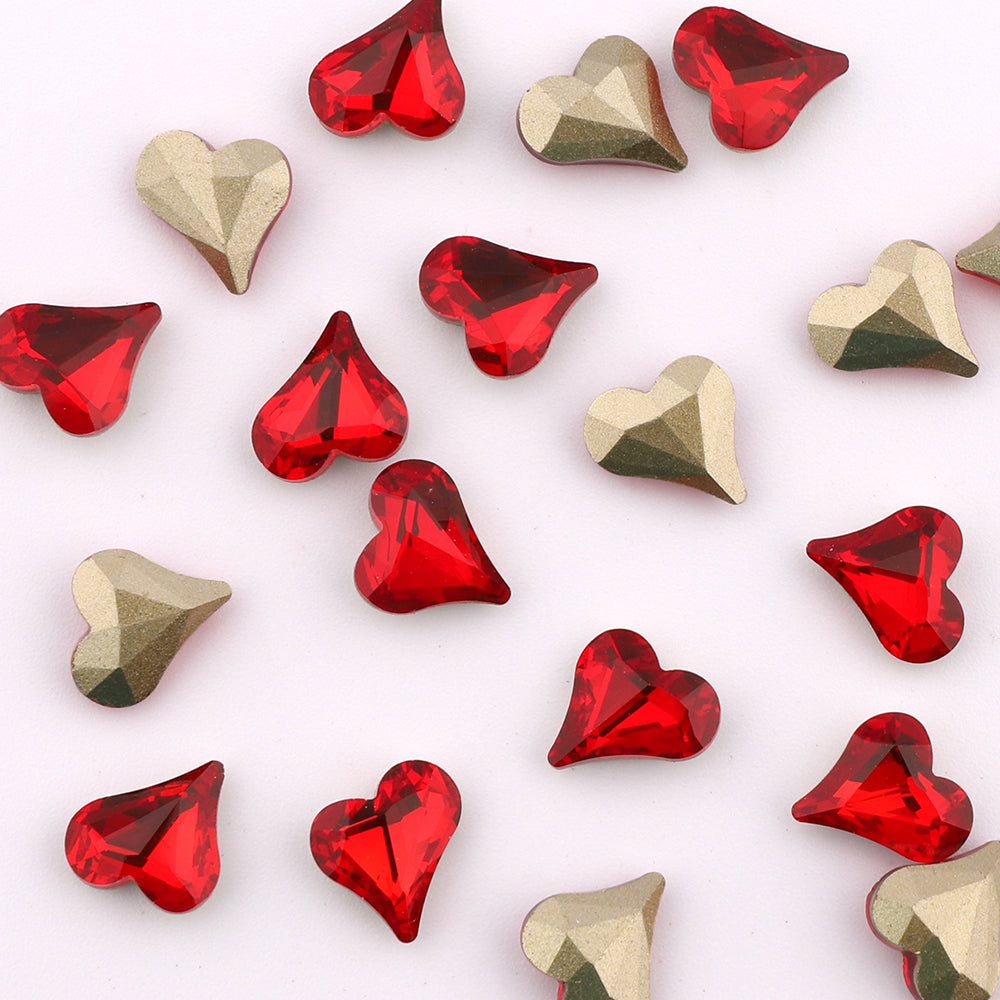 Heart Shape Siam Glass Pointed Back Fancy Rhinestones WholesaleRhinestone