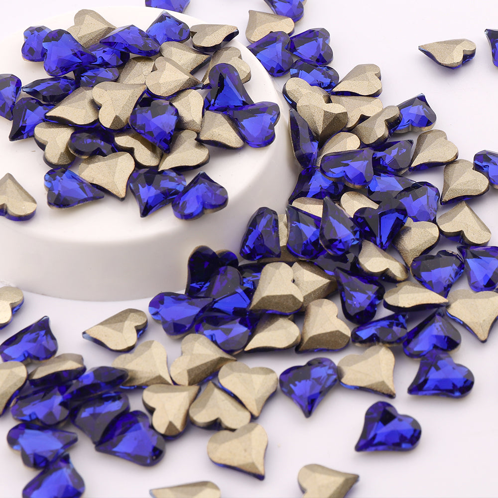 Sweet Heart Shape Sapphire Glass Pointed Back Fancy Rhinestones Sekundär produktbild