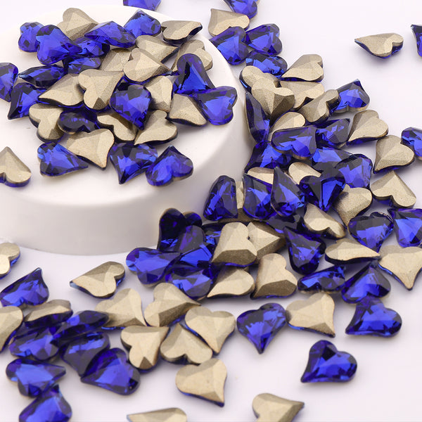 Sweet Heart Shape Sapphire Glass Pointed Back Fancy Rhinestones WholesaleRhinestone