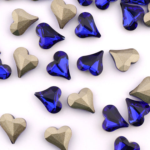Heart Shape Sapphire Glass Pointed Back Fancy Rhinestones WholesaleRhinestone