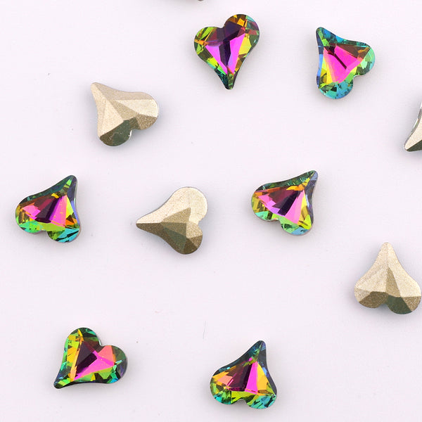 Sweet Heart Shape Rainbow Glass Pointed Back Fancy Rhinestones WholesaleRhinestone