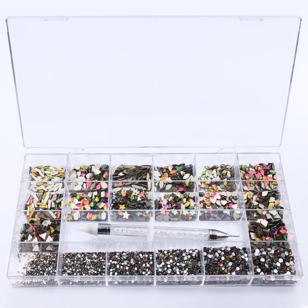 Multi -Shapes Multi -íris Caixa de kit de strass de vidro de vidro para unhas hz2112 Imagem secundária do produto
