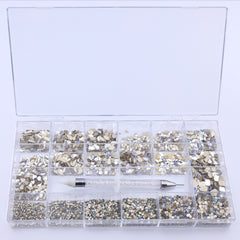 Mixed Multi Shapes Blue Moonlight Glass Fancy Rhinestone Kit Box For Nail Art HZ2113 WholesaleRhinestone