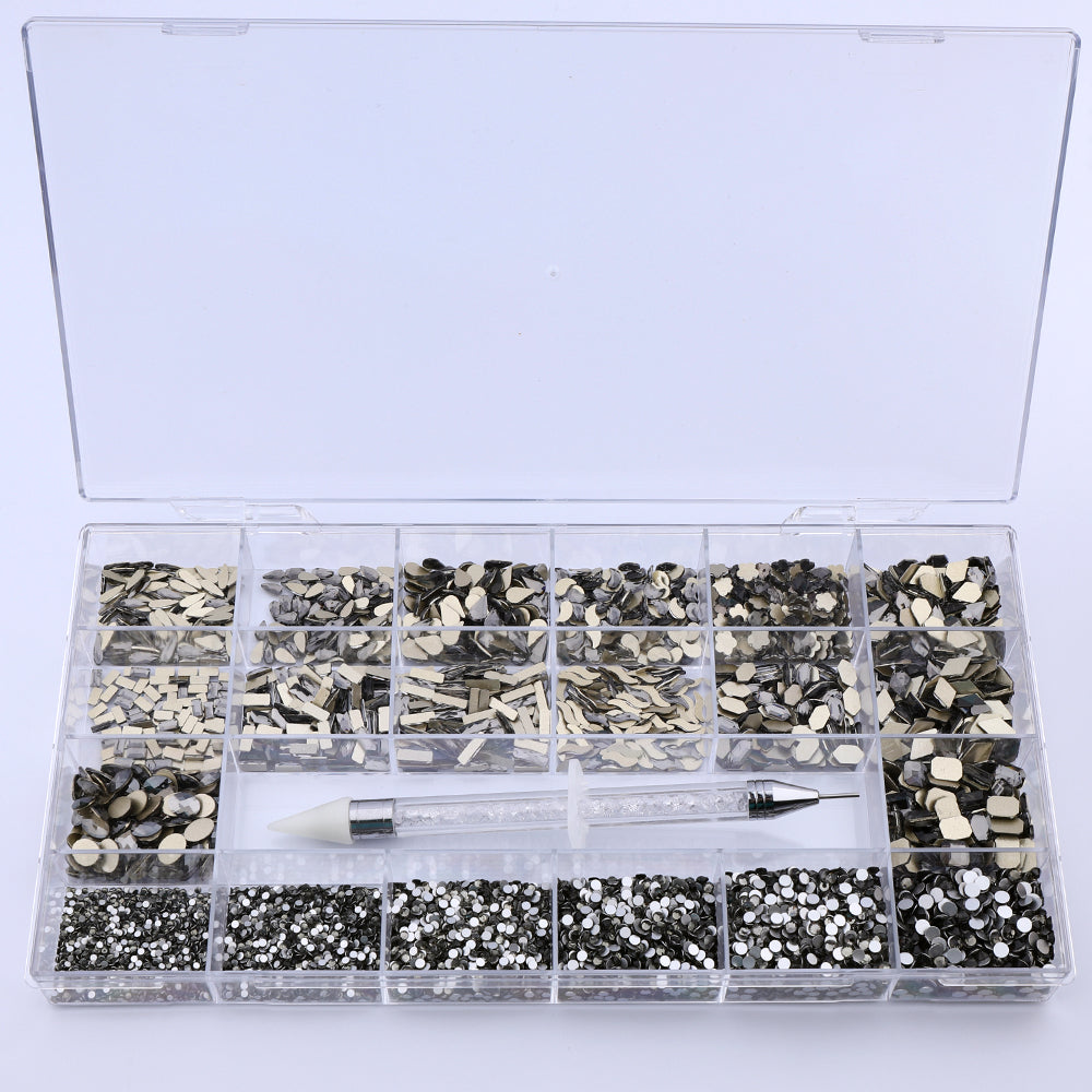 Multi Shapes Multi Formas Black Diamond Glass Fancy Strass Kit Box for Unh Nail Art Hz2109 Imagem secundária do produto