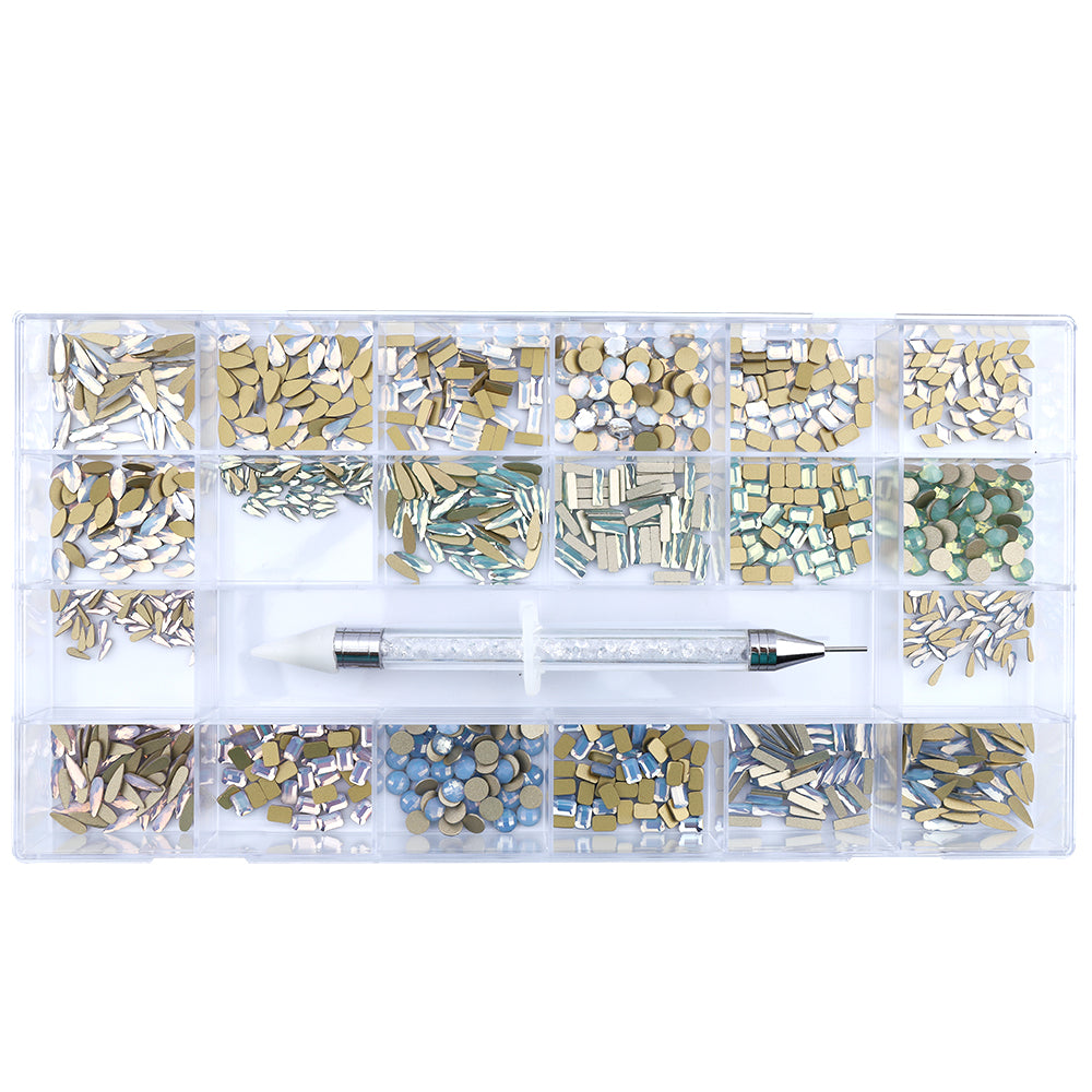 Mixed Opal colors Multi Shapes Glass Fancy Rhinestone Kit Box For Nail Art HZ2120 WholesaleRhinestone