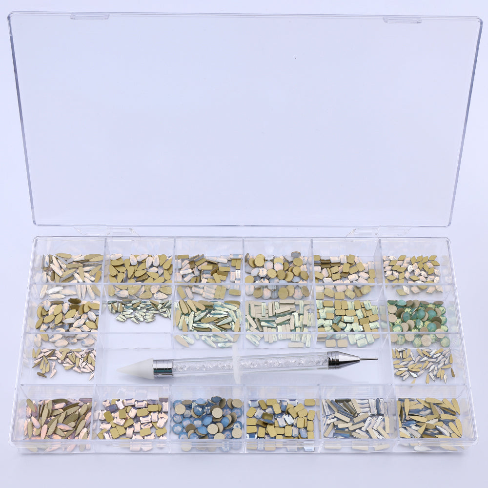 CORES OPAL MISTORES MISTORES Multi Shapes Glass Fancy Rhinestone Kit Box for Unh Nail Art Hz2120 Imagem secundária do produto