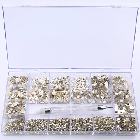 Mixed Multi Shapes Glass Crystal Fancy Rhinestones Kit Box For Nail Art HZ2101 WholesaleRhinestone