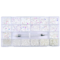 Mixed Multi Shapes Mocha White Glass Fancy Rhinestone Kit Box For Nail Art HZ2114 WholesaleRhinestone