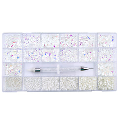 Mixed Multi Shapes Mocha White Glass Fancy Rhinestone Kit Box For Nail Art HZ2114 WholesaleRhinestone