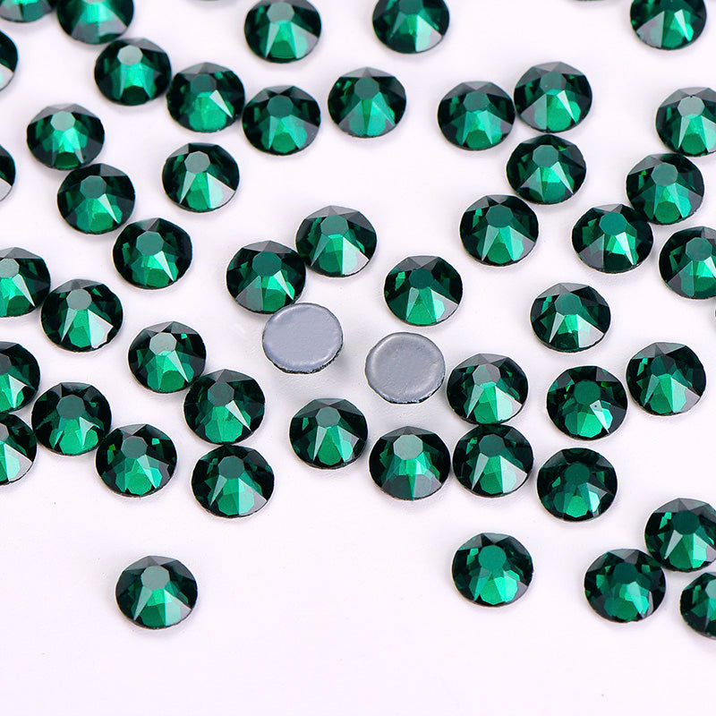 Mørkegrøn glas hotfix rhinestones 16 skårne facetter Sekundært billede