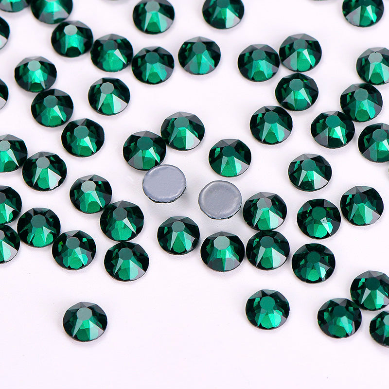 Dark Green Glass HotFix Rhinestones 16 Cut Facets In Bulk WholesaleRhinestone