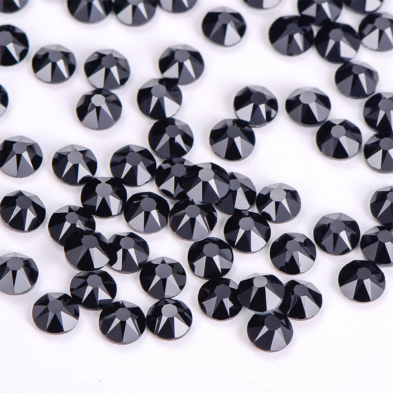 Jet Black Glass HotFix Rhinestones 16 Cut Facets WholesaleRhinestone