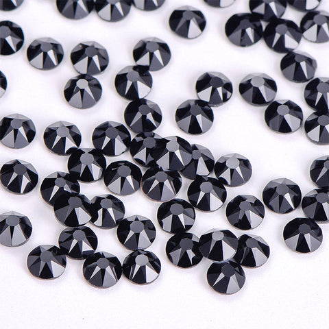 Jet Black Glass HotFix Rhinestones 16 Cut Facets In Bulk WholesaleRhinestone