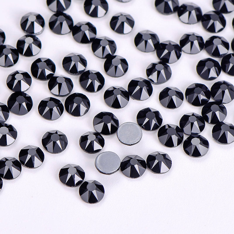 Jet Black Glass HotFix Strinestone 16 Cut Pinta Toissijaiskuva