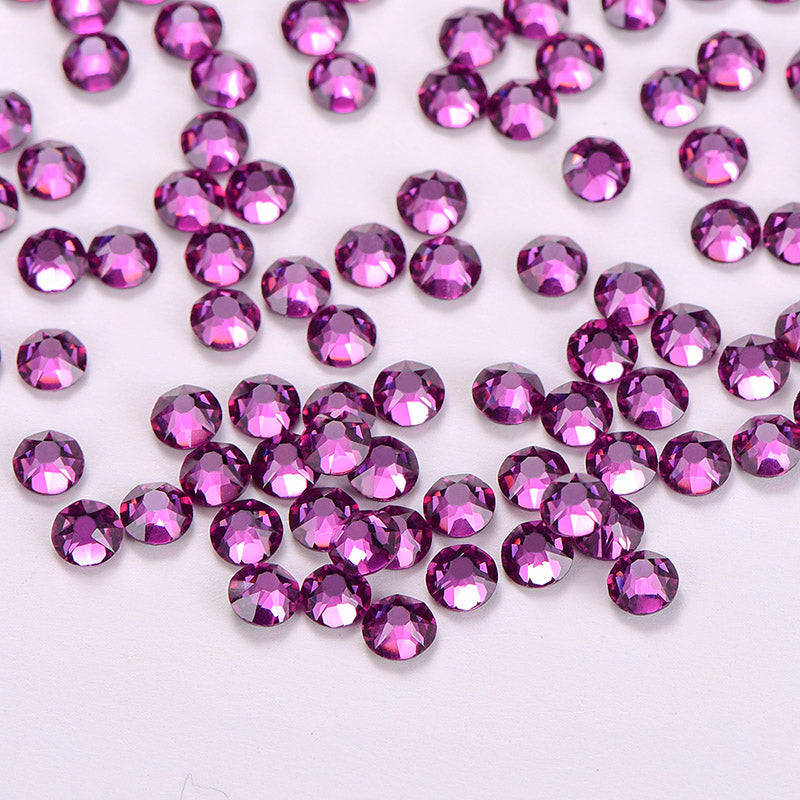 Fuchsia Glass HotFix Rhinestones 16 Cut Facets In Bulk WholesaleRhinestone