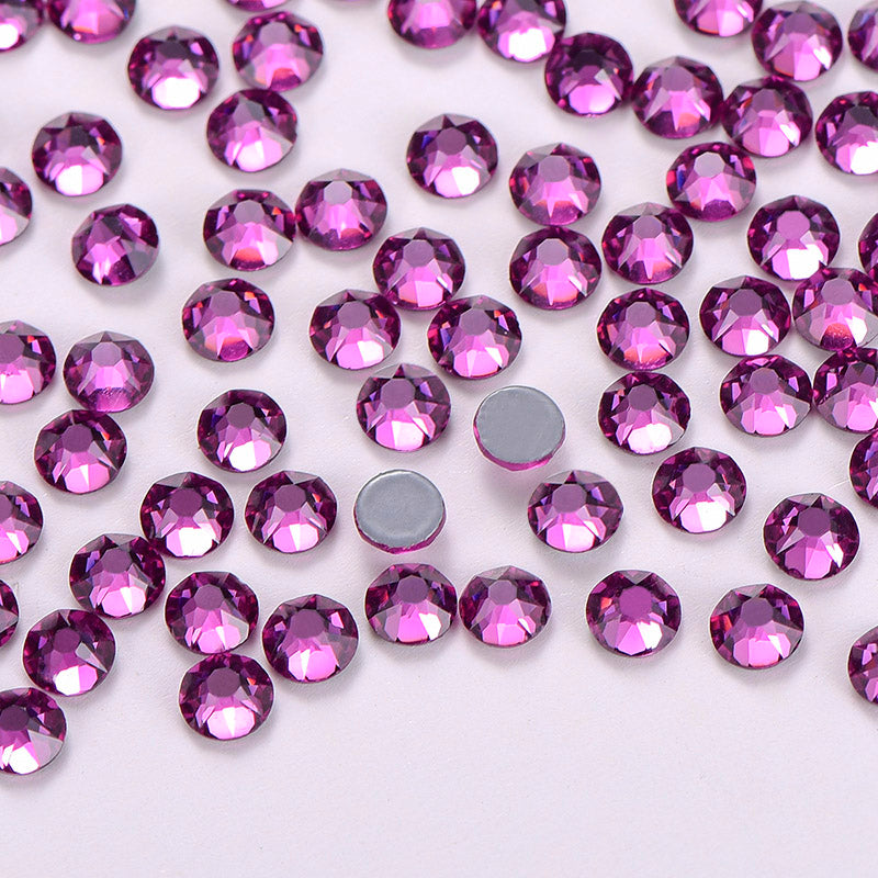 Fuchsia glas hotfix rhinestones 16 skårne facetter Sekundært billede