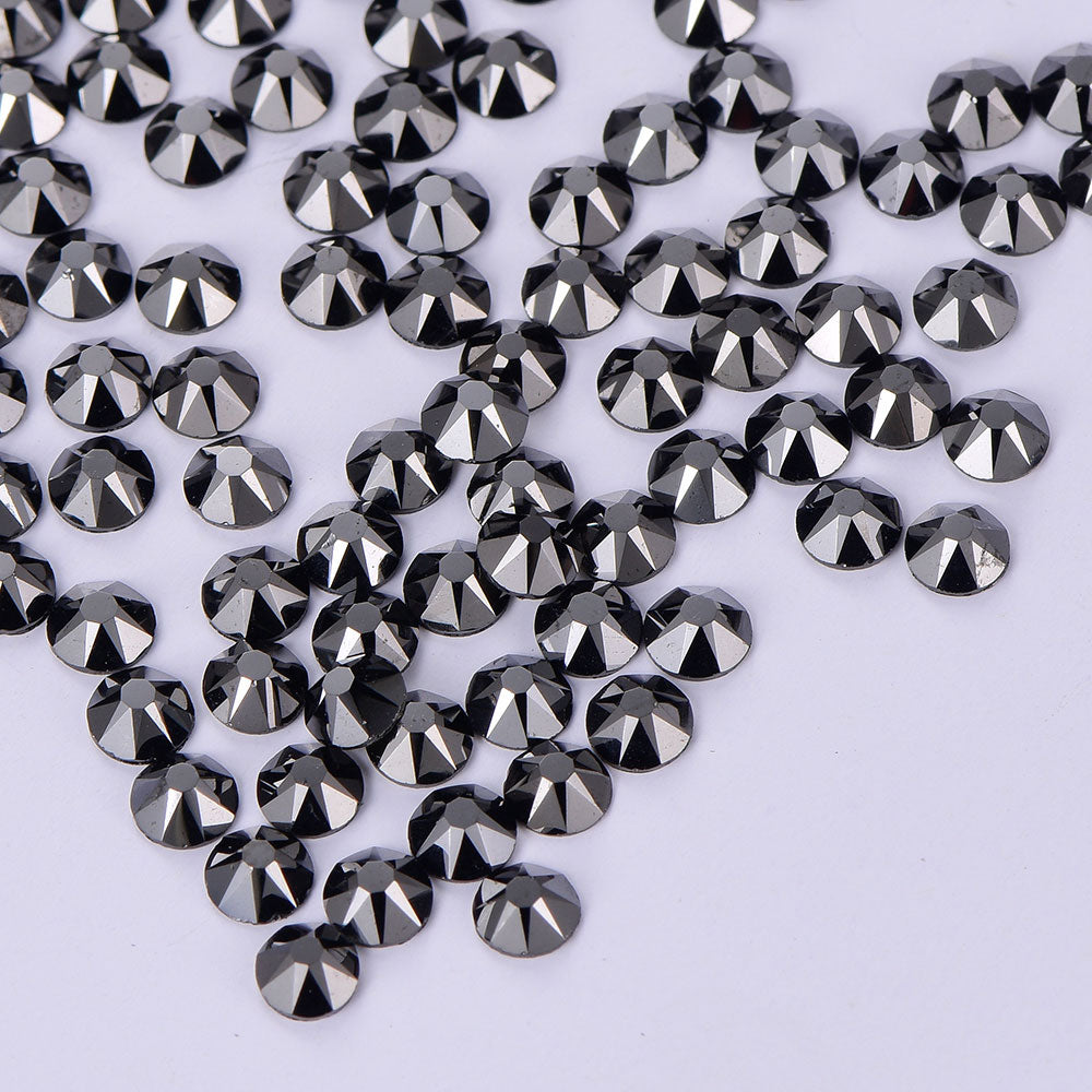 Jet Hematite Glass Flat Back Glue-On Rhinestones 16 Cut Facets WholesaleRhinestone