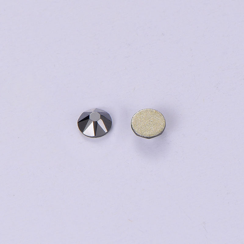 Jet Hematite Glass Flat Back Glue-On Rhinestones 16 Cut Facets In Bulk Secondary image