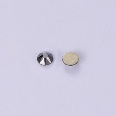 Jet Hematite Glass Flat Back Glue-On Rhinestones 16 Cut Facets In Bulk WholesaleRhinestone